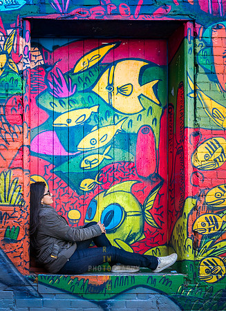 Female Model at Graffiti Window